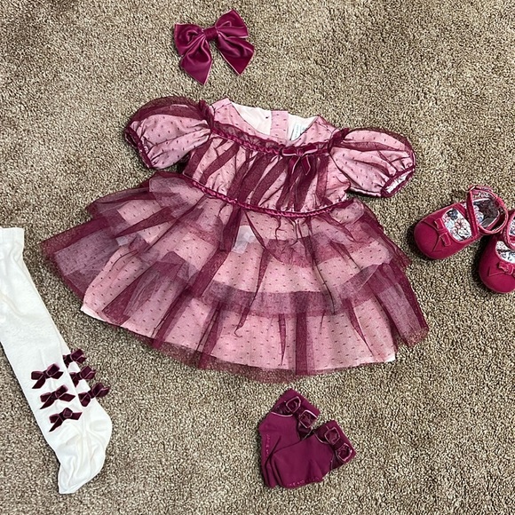 JANIE AND JACK dot tiered tulle dress with shoes and accessories 6-12 MONTHS - Picture 1 of 13